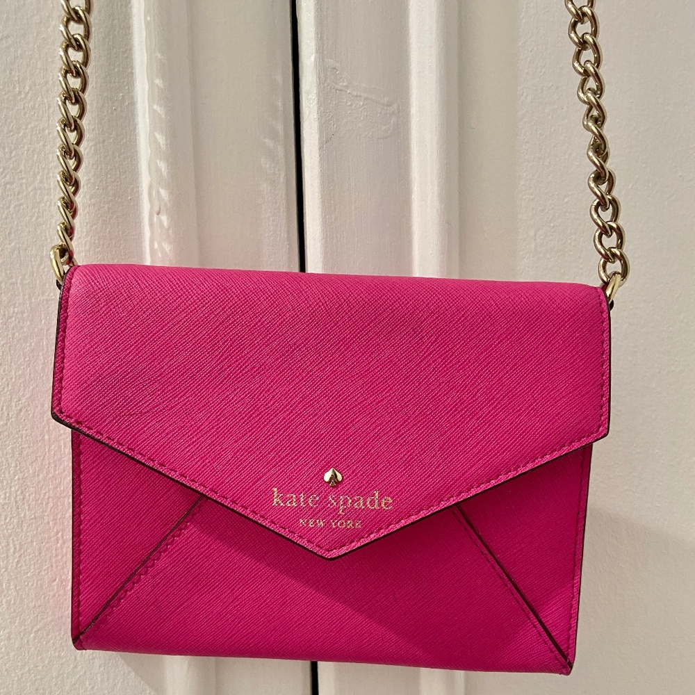 kate spade Hot Pink Envelope Crossbody with Gold Chain - Picture 2 of 5